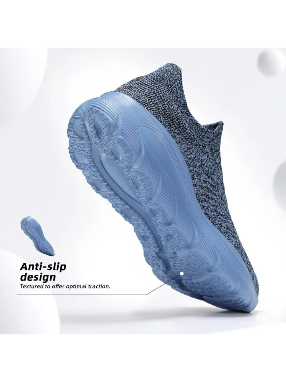 Men's Blue Slip On Walking Shoes Running Comfortable Tennis Breathable Sneakers